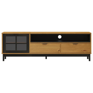 Έπιπλο Τηλεόρασης FLAM 158x40x50 εκ. Μασίφ Πεύκο Γυάλινη Πόρτα
