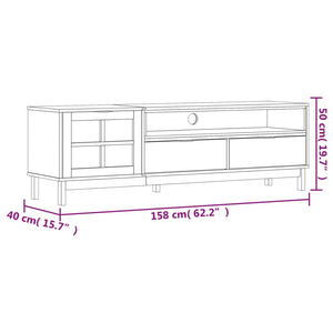 Έπιπλο Τηλεόρασης FLAM 158x40x50 εκ. Μασίφ Πεύκο Γυάλινη Πόρτα