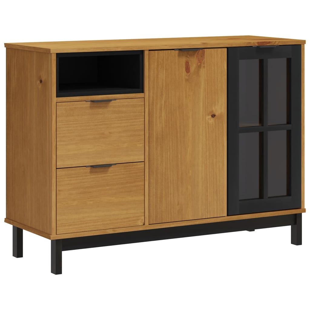 Μπουφές FLAM 110x40x80εκ. από Μασίφ Ξύλο Πεύκο με Γυάλινη Πόρτα