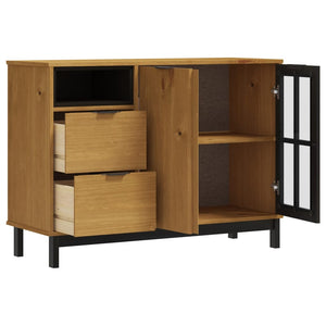 Μπουφές FLAM 110x40x80εκ. από Μασίφ Ξύλο Πεύκο με Γυάλινη Πόρτα