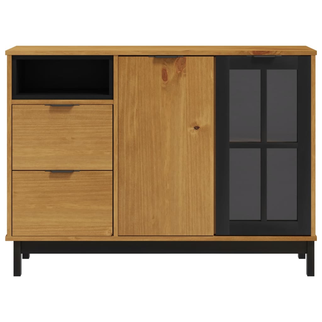 Μπουφές FLAM 110x40x80εκ. από Μασίφ Ξύλο Πεύκο με Γυάλινη Πόρτα