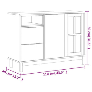 Μπουφές FLAM 110x40x80εκ. από Μασίφ Ξύλο Πεύκο με Γυάλινη Πόρτα