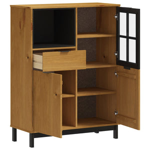 Συρταριέρα FLAM 92x40x122,5εκ Μασίφ Ξύλο Πεύκο με Γυάλινη Πόρτα