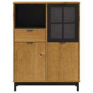 Συρταριέρα FLAM 92x40x122,5εκ Μασίφ Ξύλο Πεύκο με Γυάλινη Πόρτα