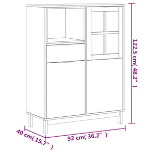 Συρταριέρα FLAM 92x40x122,5εκ Μασίφ Ξύλο Πεύκο με Γυάλινη Πόρτα