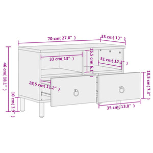 Έπιπλο Τηλεόρασης 70 x 33 x 46 εκ. από Μασίφ Ξύλο Μάνγκο - Pakobazaar