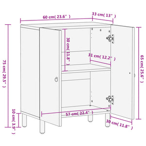 Βοηθητικό Ντουλάπι 60 x 33 x 75 εκ. από Μασίφ Ξύλο Μάνγκο - Pakobazaar