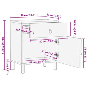 Κομοδίνο 50 x 33 x 60 εκ. από Μασίφ Ξύλο Μάνγκο - Pakobazaar
