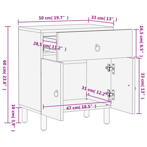 Κομοδίνο 50 x 33 x 60 εκ. από Μασίφ Ξύλο Μάνγκο