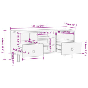 Έπιπλο Τηλεόρασης 100 x 33 x 46 εκ. από Μασίφ Ξύλο Μάνγκο