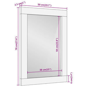 Καθρέφτης Μπάνιου 50x70x2,5 εκ. από Μασίφ Ξύλο Μάνγκο/Γυαλί