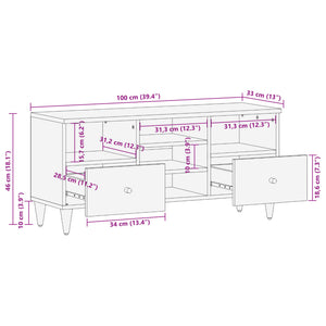 Έπιπλο Τηλεόρασης 100 x 33 x 46 εκ. από Μασίφ Ξύλο Μάνγκο