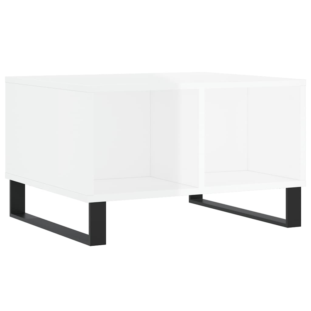 Τραπεζάκι Σαλονιού Γυαλ. Λευκό 60x50x36,5 εκ. Επεξεργ. Ξύλο