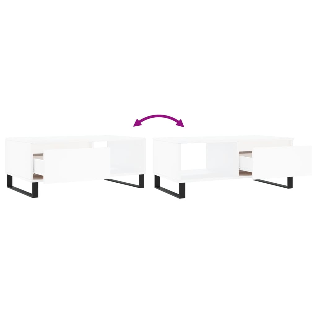 Τραπεζάκι Σαλονιού Λευκό 90 x 50 x 36,5 εκ. Επεξεργασμένο Ξύλο