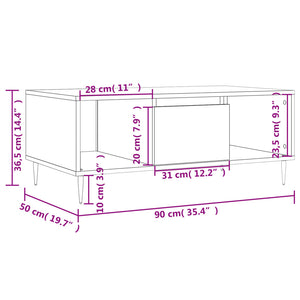 Τραπεζάκι Σαλονιού Γκρι Sonoma 90x50x36,5εκ. Επεξεργασμένο Ξύλο