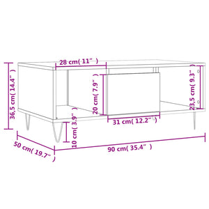 Τραπεζάκι Σαλονιού Γκρι Sonoma 90x50x36,5εκ. Επεξεργασμένο Ξύλο