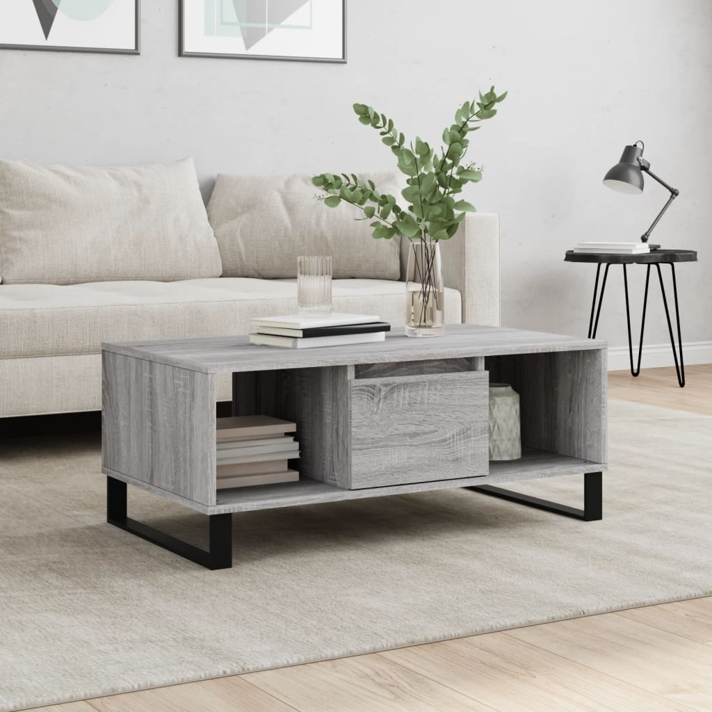 Τραπεζάκι Σαλονιού Γκρι Sonoma 90x50x36,5εκ. Επεξεργασμένο Ξύλο - Pakobazaar