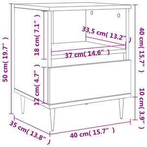 Κομοδίνα 2 τεμ. Μαύρα 40 x 35 x 50 εκ. από Επεξεργασμένο Ξύλο