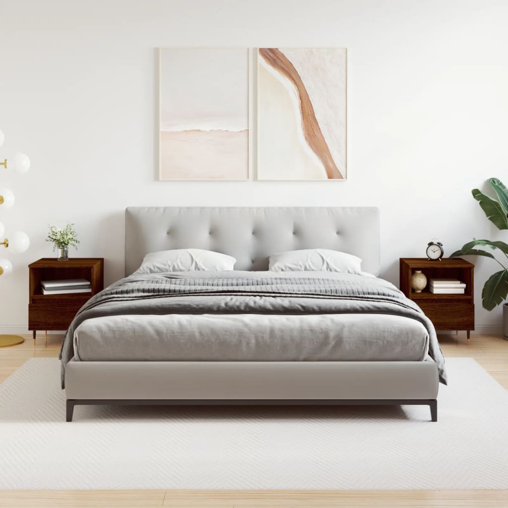 Κομοδίνα 2 τεμ. Καφέ Δρυς 40 x 35 x 50 εκ. από Επεξεργ. Ξύλο