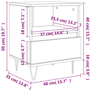 Κομοδίνο Καπνιστή Δρυς 40 x 35 x 50 εκ. από Επεξεργ. Ξύλο