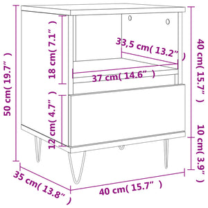 Κομοδίνο Γκρι Sonoma 40 x 35 x 50 εκ. από Επεξεργασμένο Ξύλο