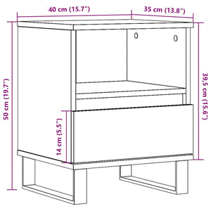 Κομοδίνο Μαύρο 40 x 35 x 50 εκ. από Επεξεργασμένο Ξύλο