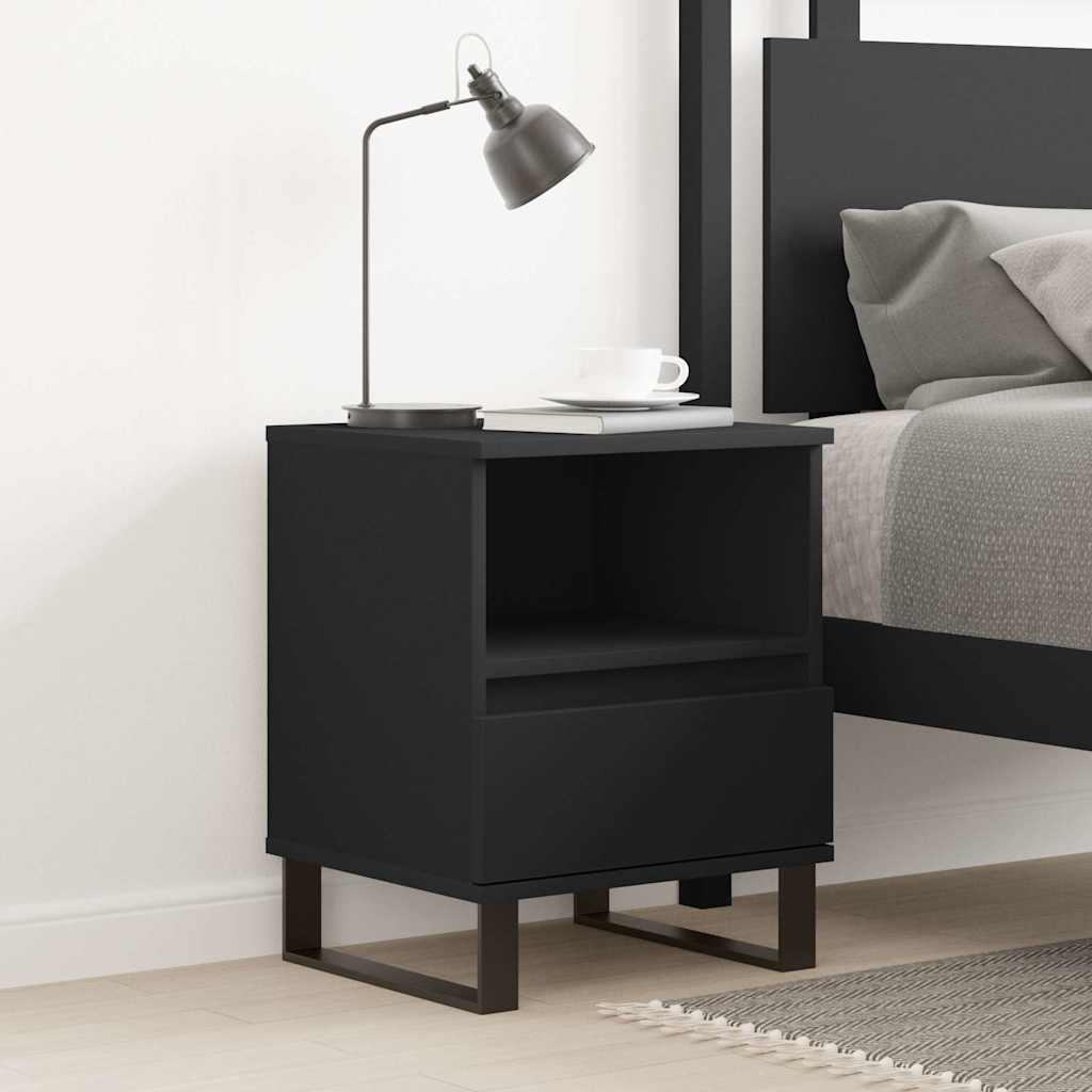 Κομοδίνο Μαύρο 40 x 35 x 50 εκ. από Επεξεργασμένο Ξύλο