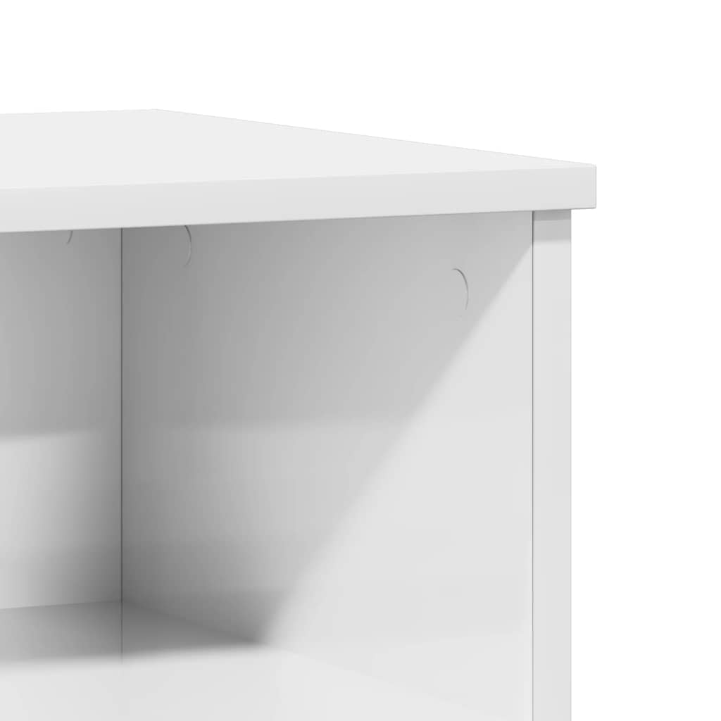 Κομοδίνο Γυαλ. Λευκό 40 x 35 x 50 εκ. από Επεξεργασμένο Ξύλο