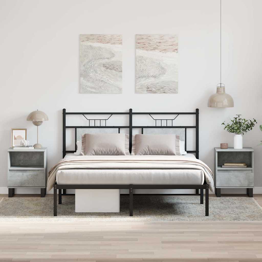 Κομοδίνα 2 τεμ. Γκρι Σκυροδέματος 40x35x50 εκ. Επεξεργ. Ξύλο