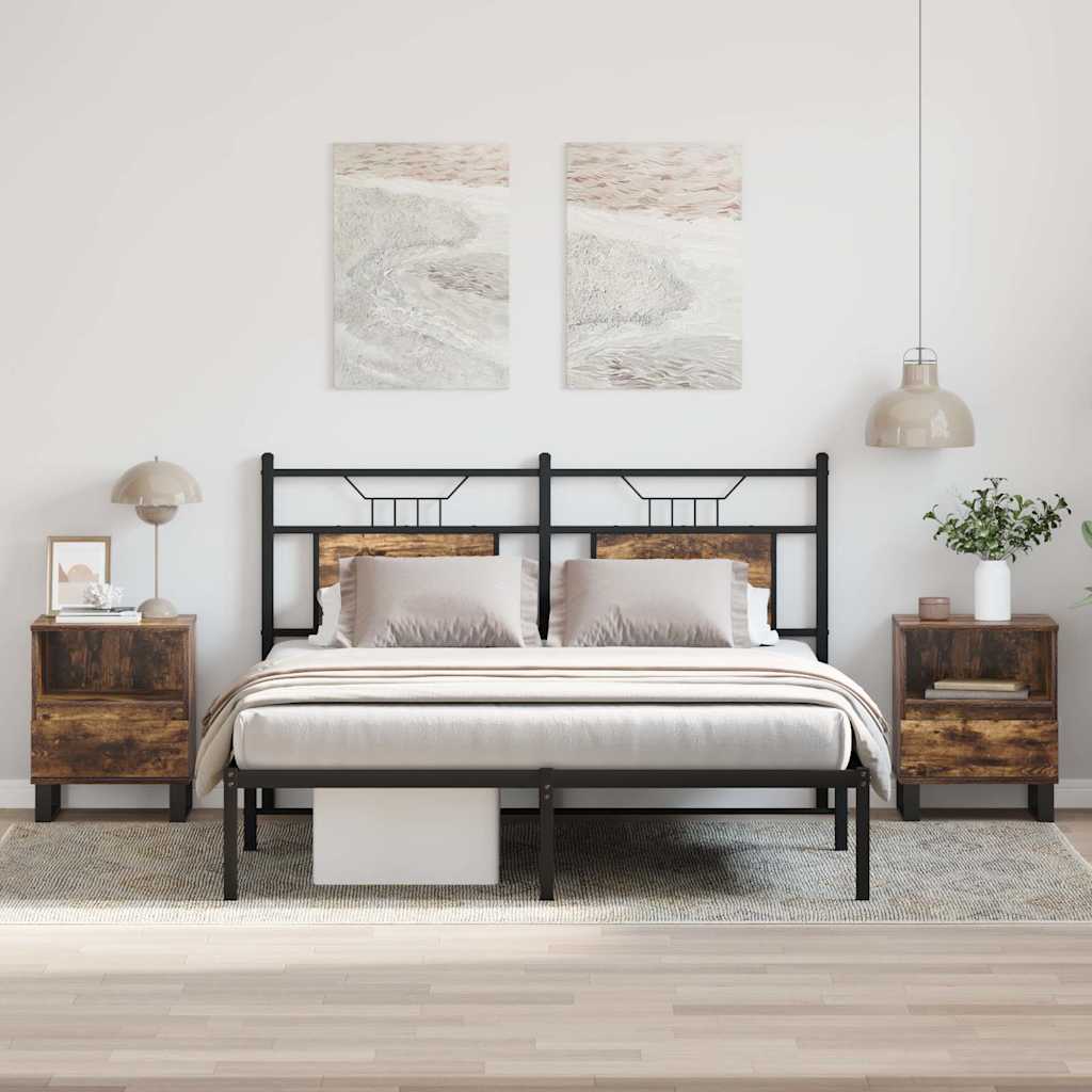Κομοδίνα 2 τεμ. Καπνιστή Δρυς 40 x 35 x 50 εκ. Επεξεργ. Ξύλο