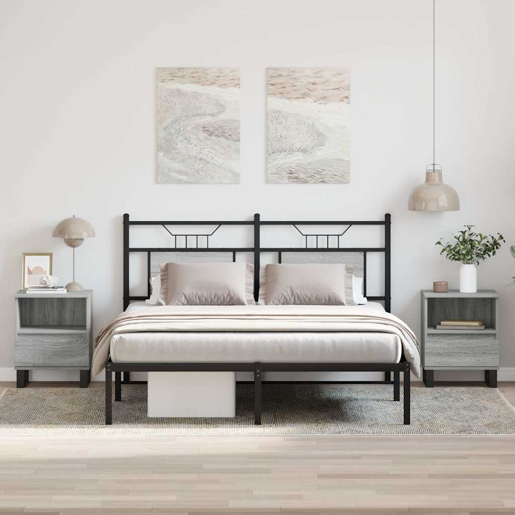 Κομοδίνα 2 τεμ. Γκρι Sonoma 40 x 35 x 50 εκ. από Επεξεργ. Ξύλο