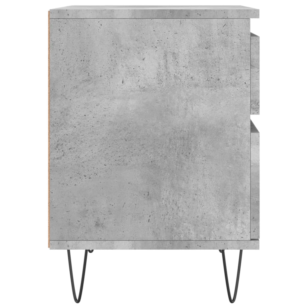 Κομοδίνα 2 τεμ. Γκρι Σκυροδέματος 40x35x50 εκ. Επεξεργ. Ξύλο