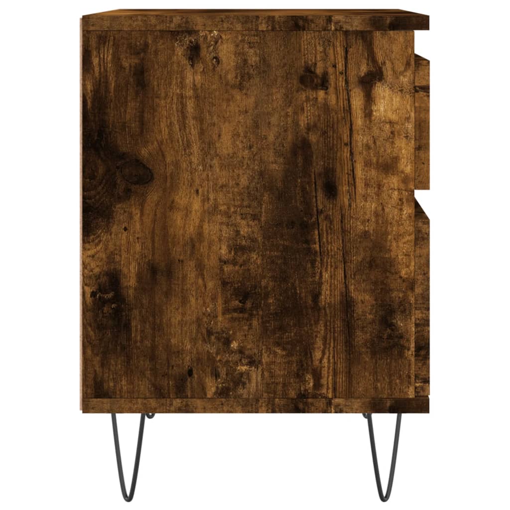 Κομοδίνα 2 τεμ. Καπνιστή Δρυς 40 x 35 x 50 εκ. Επεξεργ. Ξύλο