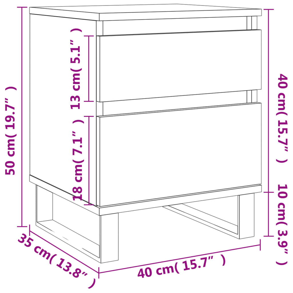 Κομοδίνο Καφέ Δρυς 40 x 35 x 50 εκ. από Επεξεργασμένο Ξύλο