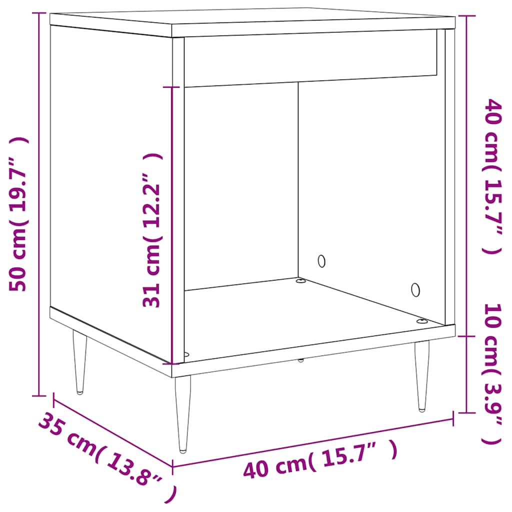 Κομοδίνα 2 τεμ. Γυαλ. Λευκό 40 x 35 x 50 εκ. Επεξεργασμένο Ξύλο - Pakobazaar