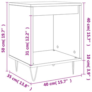 Κομοδίνο Γυαλ. Λευκό 40 x 35 x 50 εκ. από Επεξεργασμένο Ξύλο
