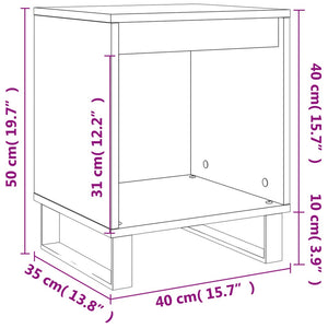 Κομοδίνα 2 τεμ. Μαύρα 40 x 35 x 50 εκ. από Επεξεργασμένο Ξύλο