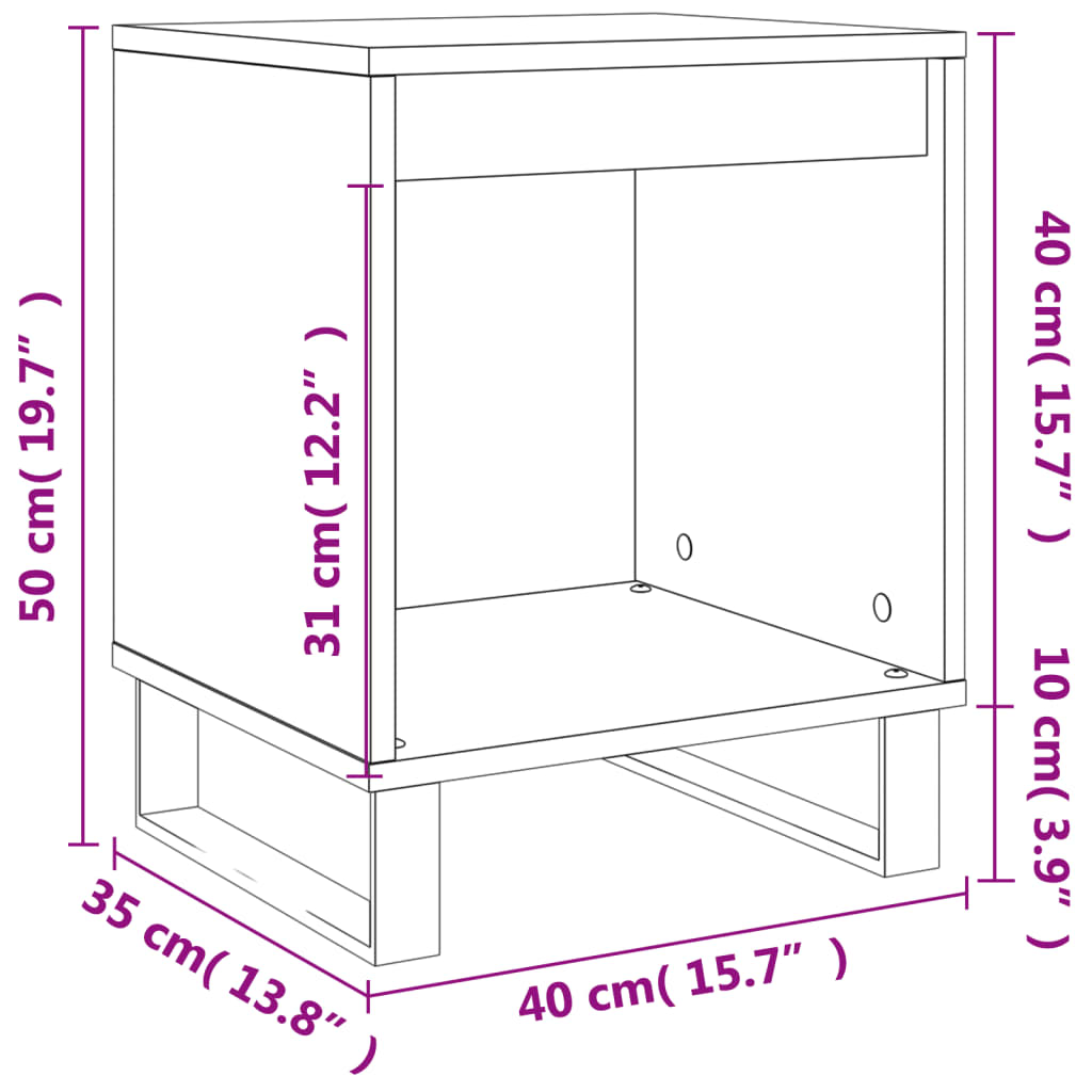 Κομοδίνο Sonoma Δρυς 40 x 35 x 50 εκ. από Επεξεργ. Ξύλο