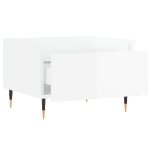 Τραπεζάκια Σαλονιού 2 τεμ. Γυαλ. Λευκό 50x46x35 εκ. Επεξ. Ξύλο