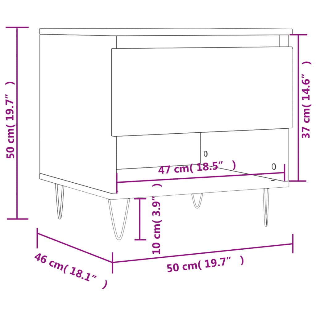 Τραπεζάκι Σαλονιού Γκρι Sonoma 50x46x50 εκ. Επεξεργασμένο Ξύλο