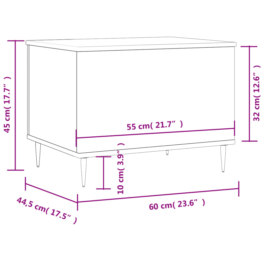 Τραπεζάκι Σαλονιού Γκρι Sonoma 60x44,5x45εκ. Επεξεργασμένο Ξύλο