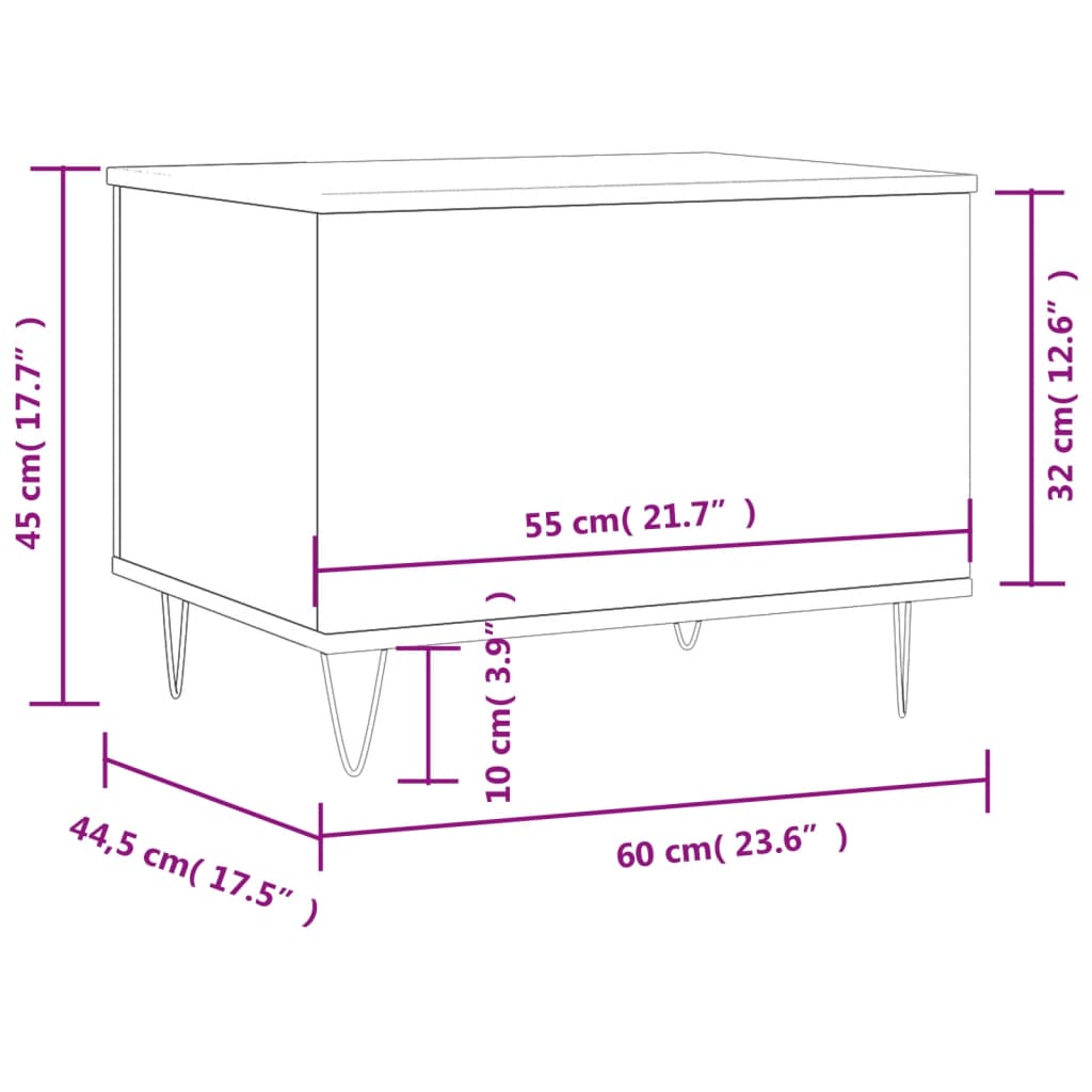 Τραπεζάκι Σαλονιού Γκρι Sonoma 60x44,5x45εκ. Επεξεργασμένο Ξύλο