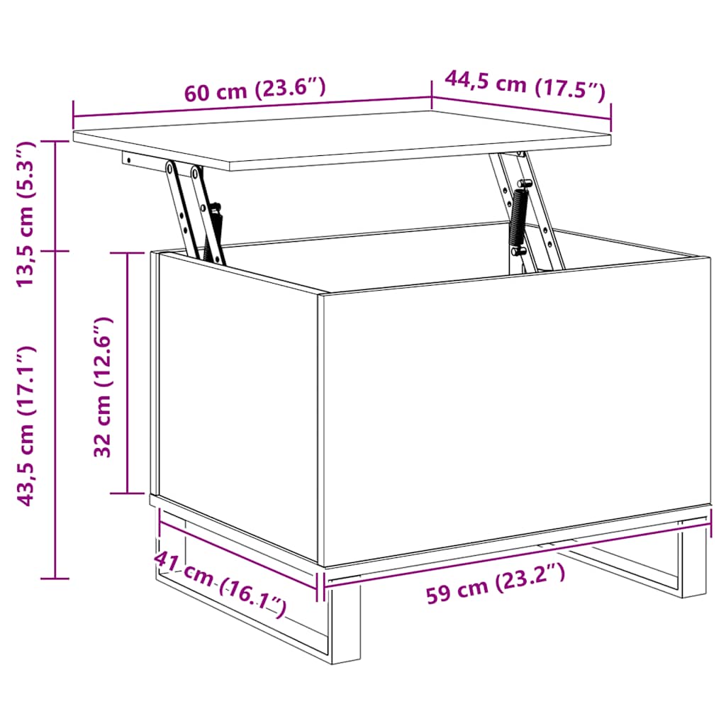 Τραπεζάκι Σαλονιού Μαύρο 60x44,5x45 εκ. Επεξεργασμένο Ξύλο