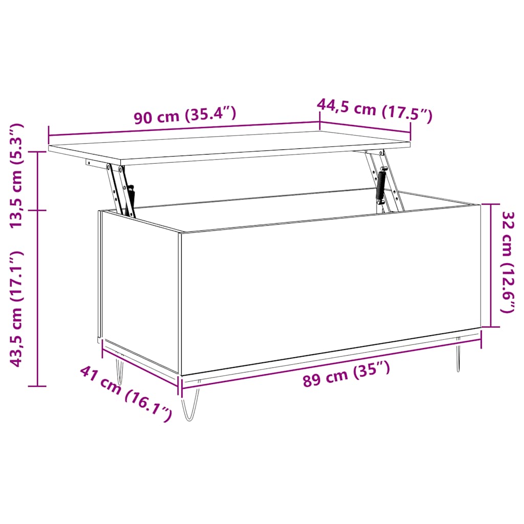 Τραπεζάκι Σαλονιού Sonoma Δρυς 90x44,5x45εκ. Επεξεργασμένο Ξύλο