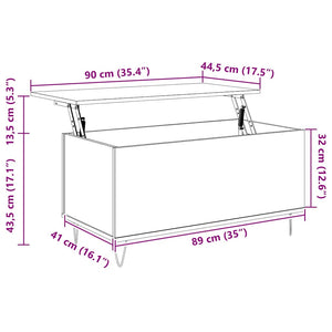 Τραπεζάκι Σαλονιού Γκρι Sonoma 90x44,5x45 εκ.Επεξεργασμένο Ξύλο