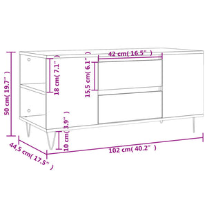 Τραπεζάκι Σαλονιού Μαύρο 102x44,5x50 εκ. από Επεξεργασμένο Ξύλο