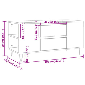 Τραπεζάκι Σαλονιού Καπνιστή Δρυς 102x44,5x50 εκ. Επεξεργ. Ξύλο