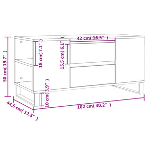 Τραπεζάκι Σαλονιού Γκρι Σκυροδεμ. 102x44,5x50 εκ. Επεξεργ. Ξύλο