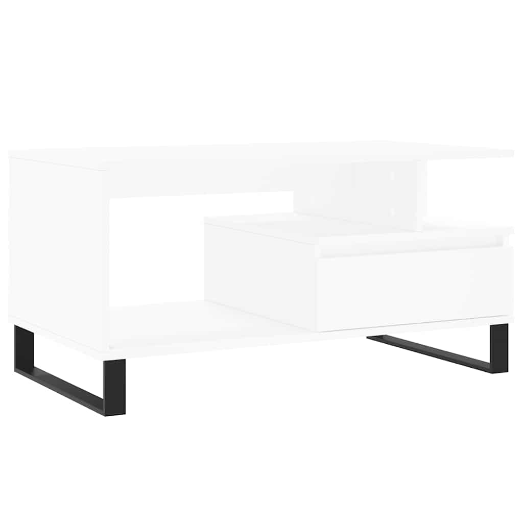 Τραπεζάκι Σαλονιού Λευκό 90 x 49 x45 εκ. από Επεξεργασμένο Ξύλο