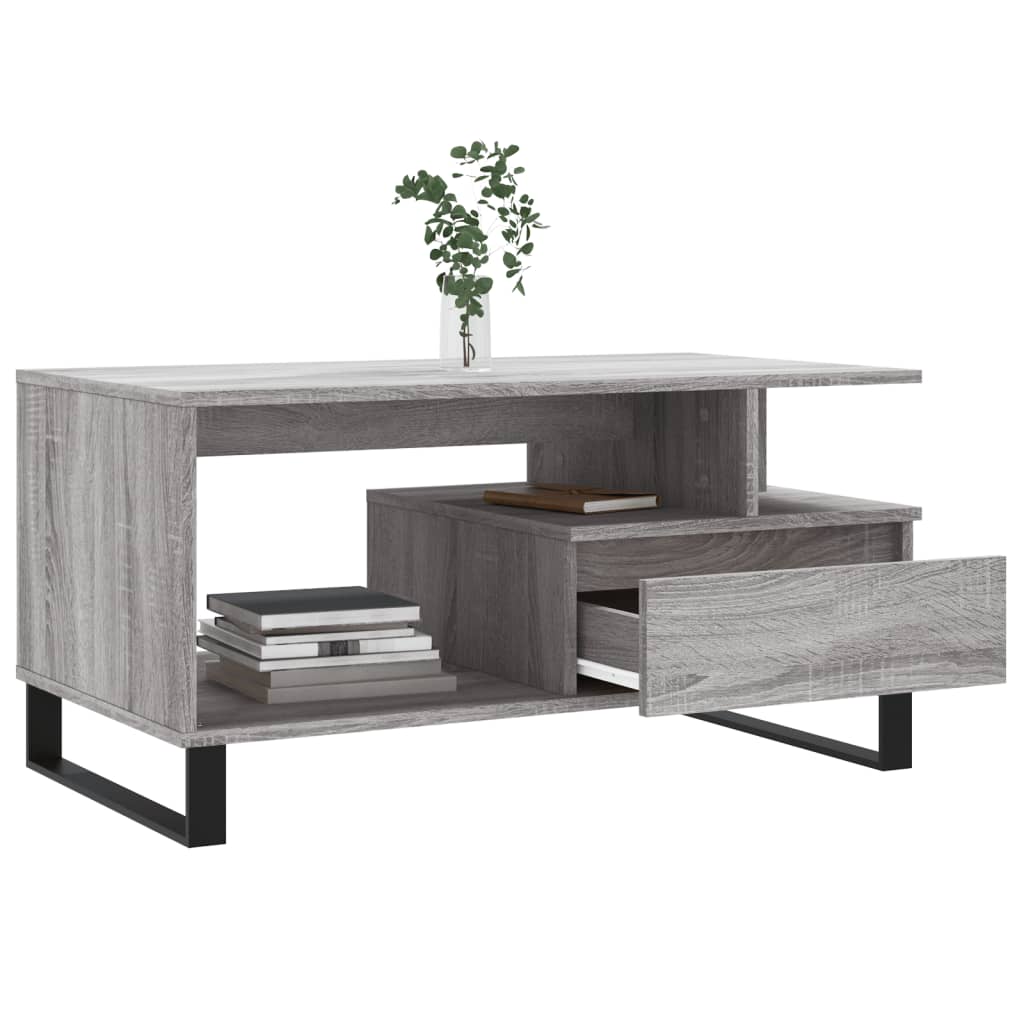 Τραπεζάκι Σαλονιού Γκρι Sonoma 90x49x45 εκ.Επεξεργασμένο Ξύλο - Pakobazaar